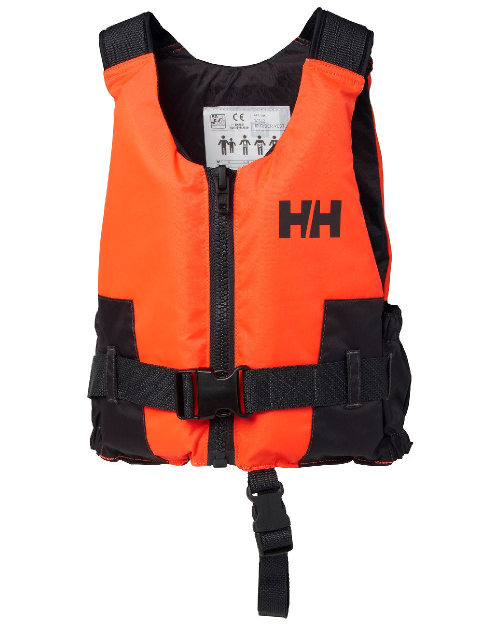 Fluor Orange coloured Helly Hansen Juniors Rider Vest on white background 