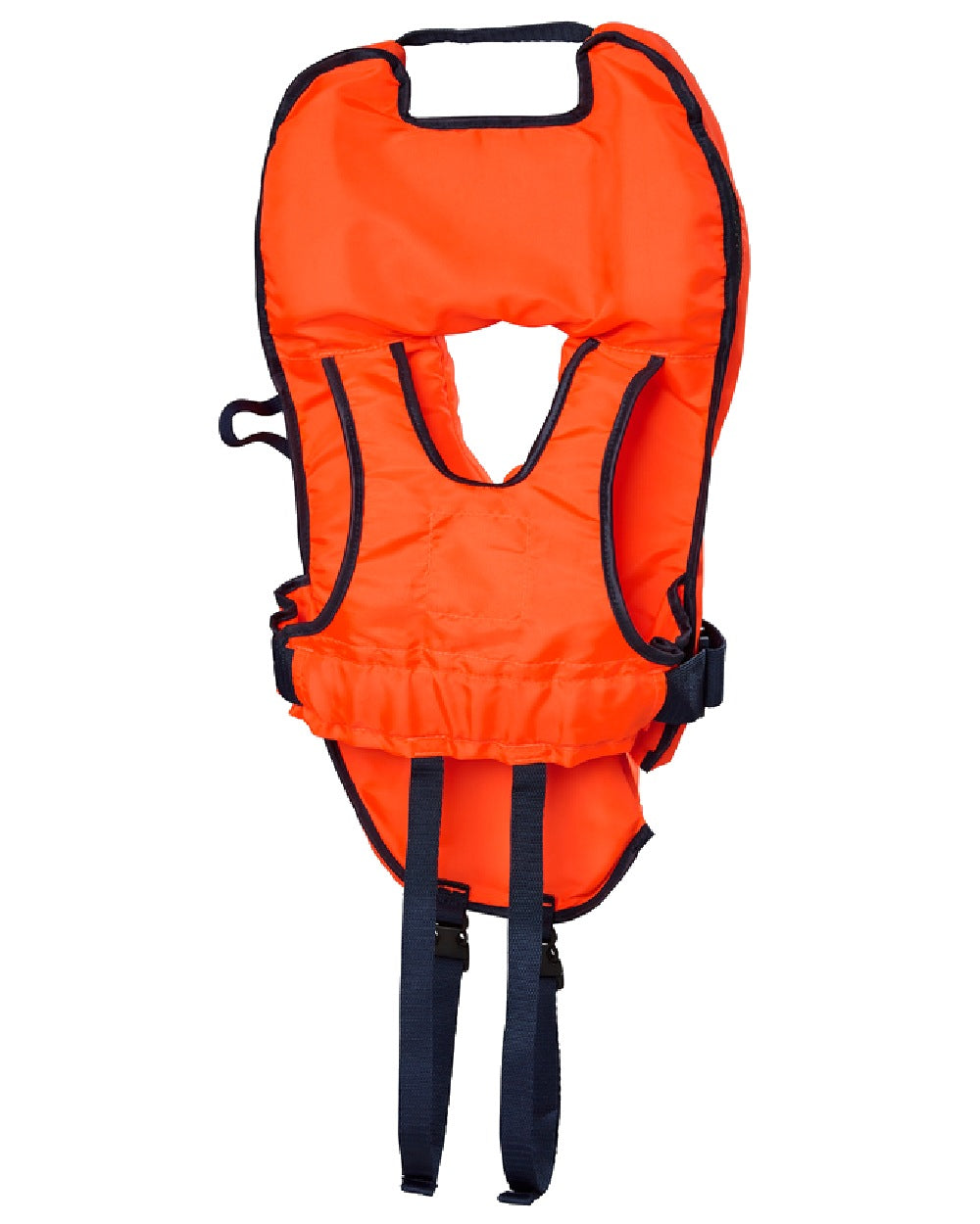 Fluor Orange coloured Helly Hansen Kid Safe Plus Life Jacket on white background 