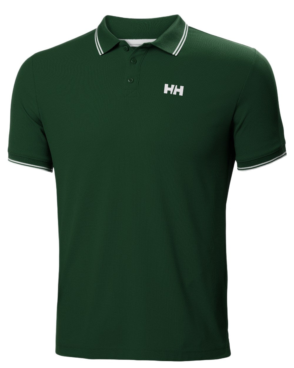 Jungle Green Coloured Helly Hansen Kos Polo Shirt on White Background
