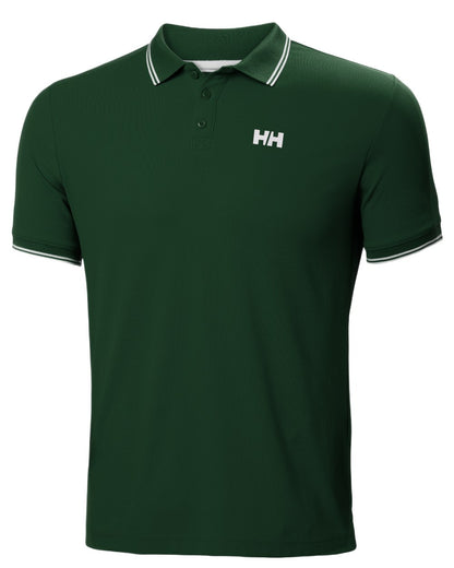 Jungle Green Coloured Helly Hansen Kos Polo Shirt on White Background

