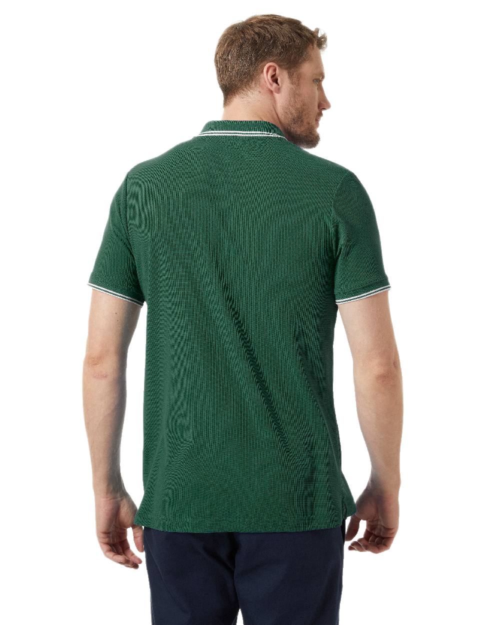 Jungle Green Coloured Helly Hansen Kos Polo Shirt on White Background
