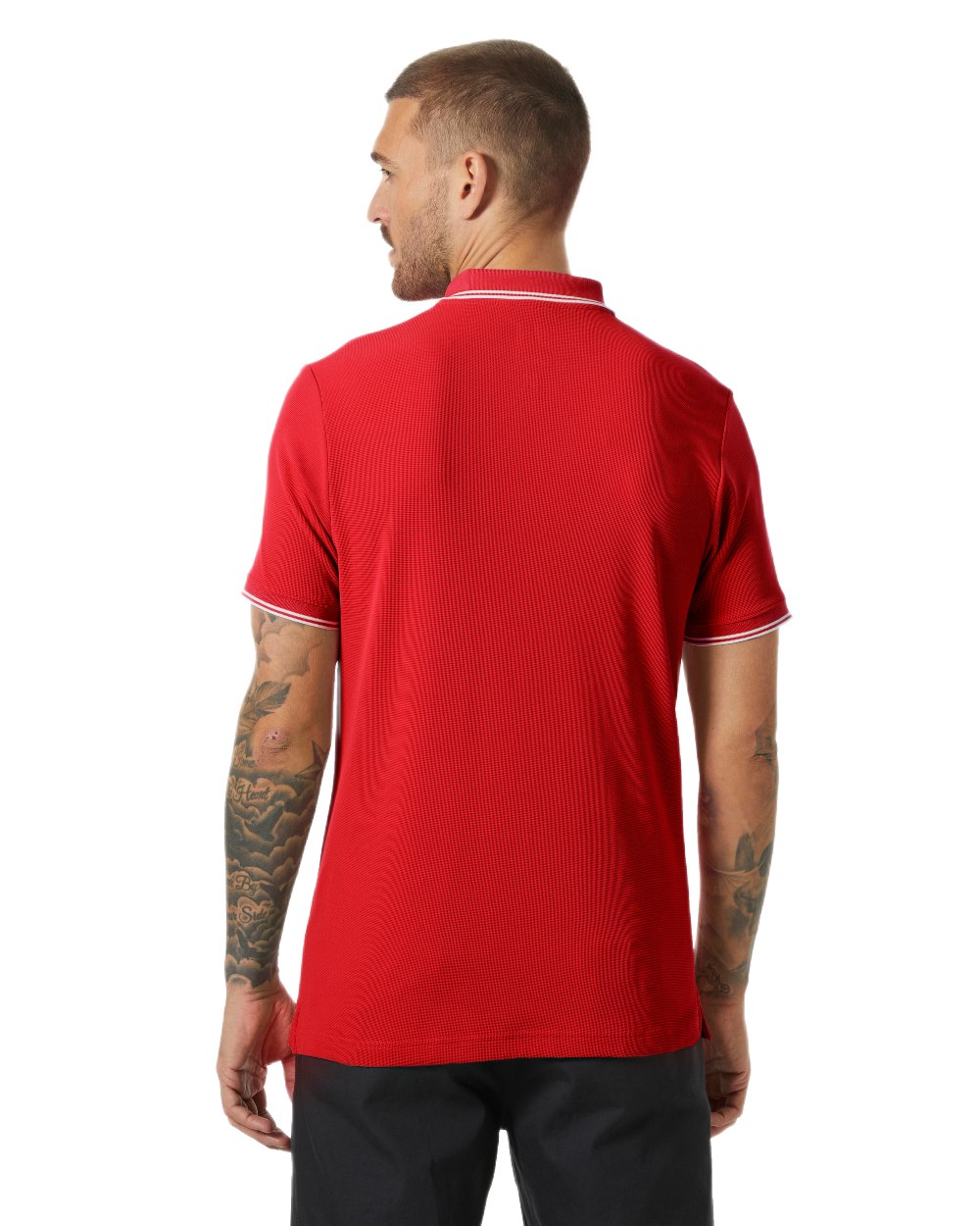 Red Coloured Helly Hansen Kos Polo Shirt on White Background
