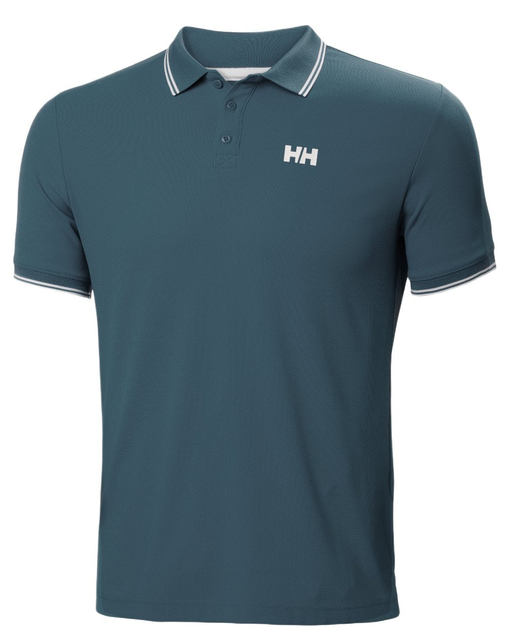 Washed Navy Coloured Helly Hansen Kos Polo Shirt on White Background
