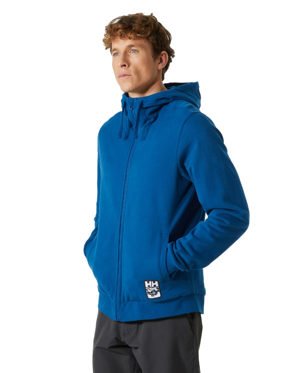 Deep Fjord coloured Helly Hansen Mens Arctic Ocean Full Zip Hoodie on white background 