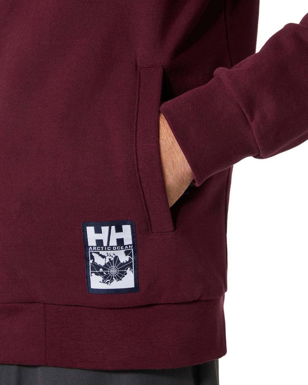 Hickory coloured Helly Hansen Mens Arctic Ocean Full Zip Hoodie on white background 