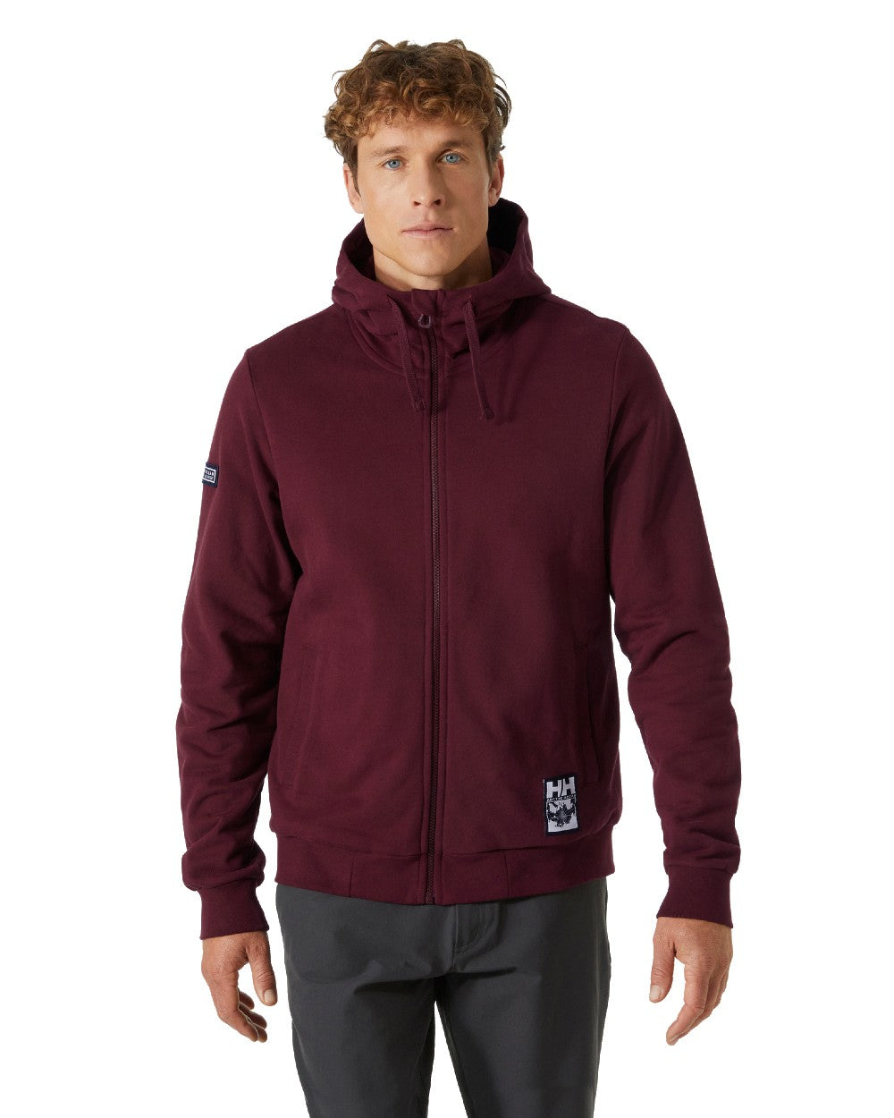 Hickory coloured Helly Hansen Mens Arctic Ocean Full Zip Hoodie on white background 