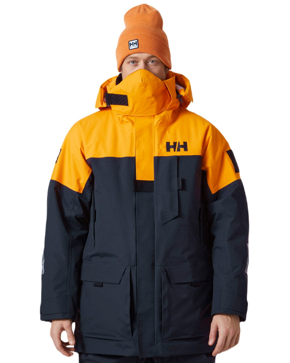 Cloudberry Coloured Helly Hansen Mens Arctic Ocean H2FLOW Parka On A White Background 