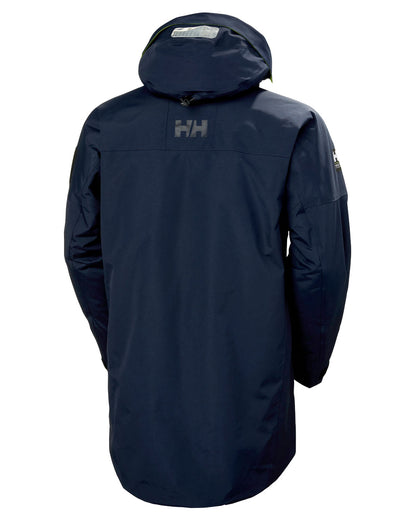 Navy Coloured Helly Hansen Mens Arctic Ocean H2FLOW Parka On A White Background 