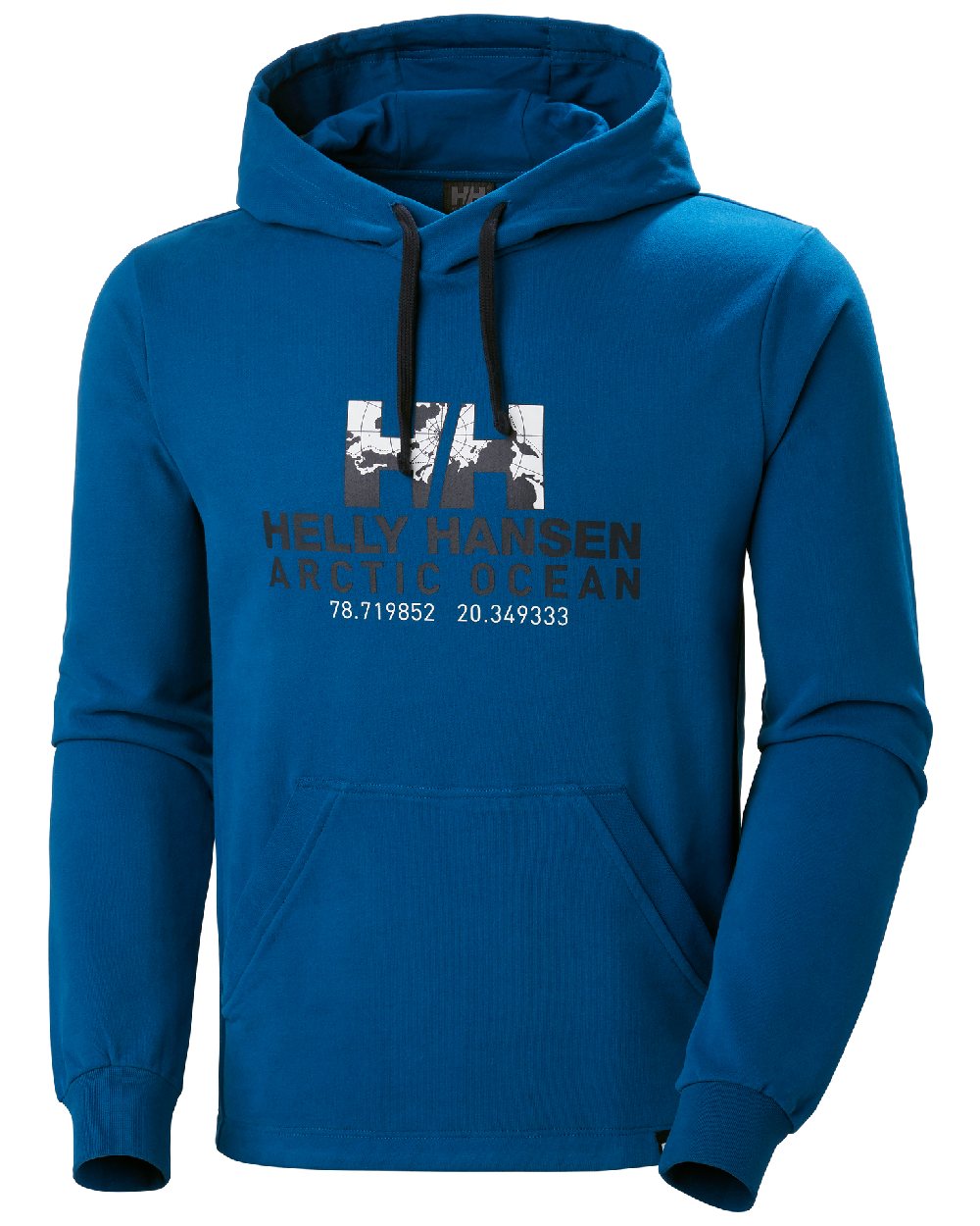 Deep Fjord coloured Helly Hansen Mens Arctic Ocean Hoodie on white background 