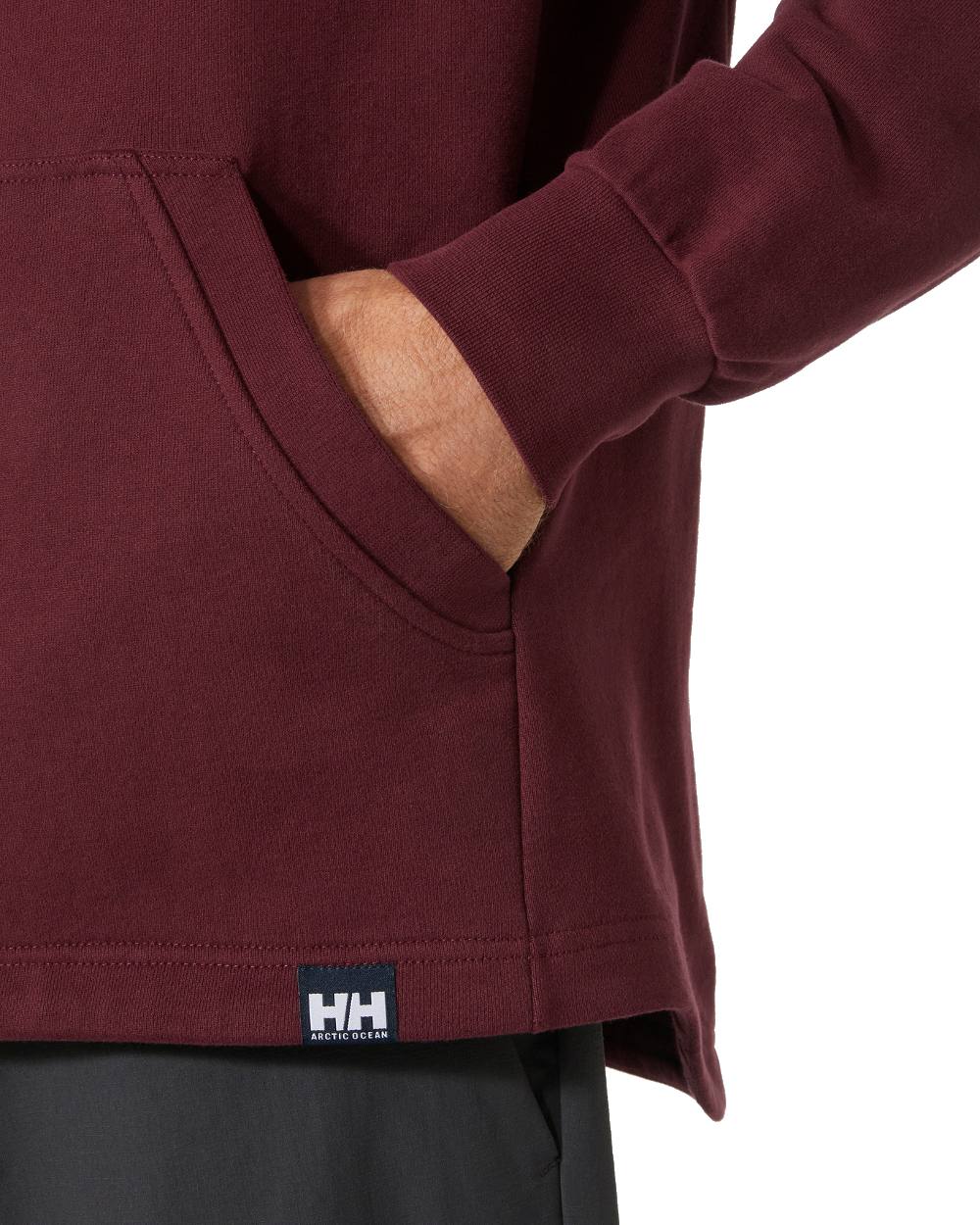Hickory coloured Helly Hansen Mens Arctic Ocean Hoodie on white background 