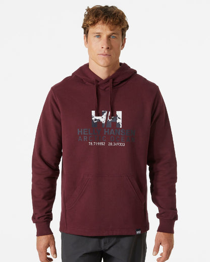 Hickory coloured Helly Hansen Mens Arctic Ocean Hoodie on grey background 