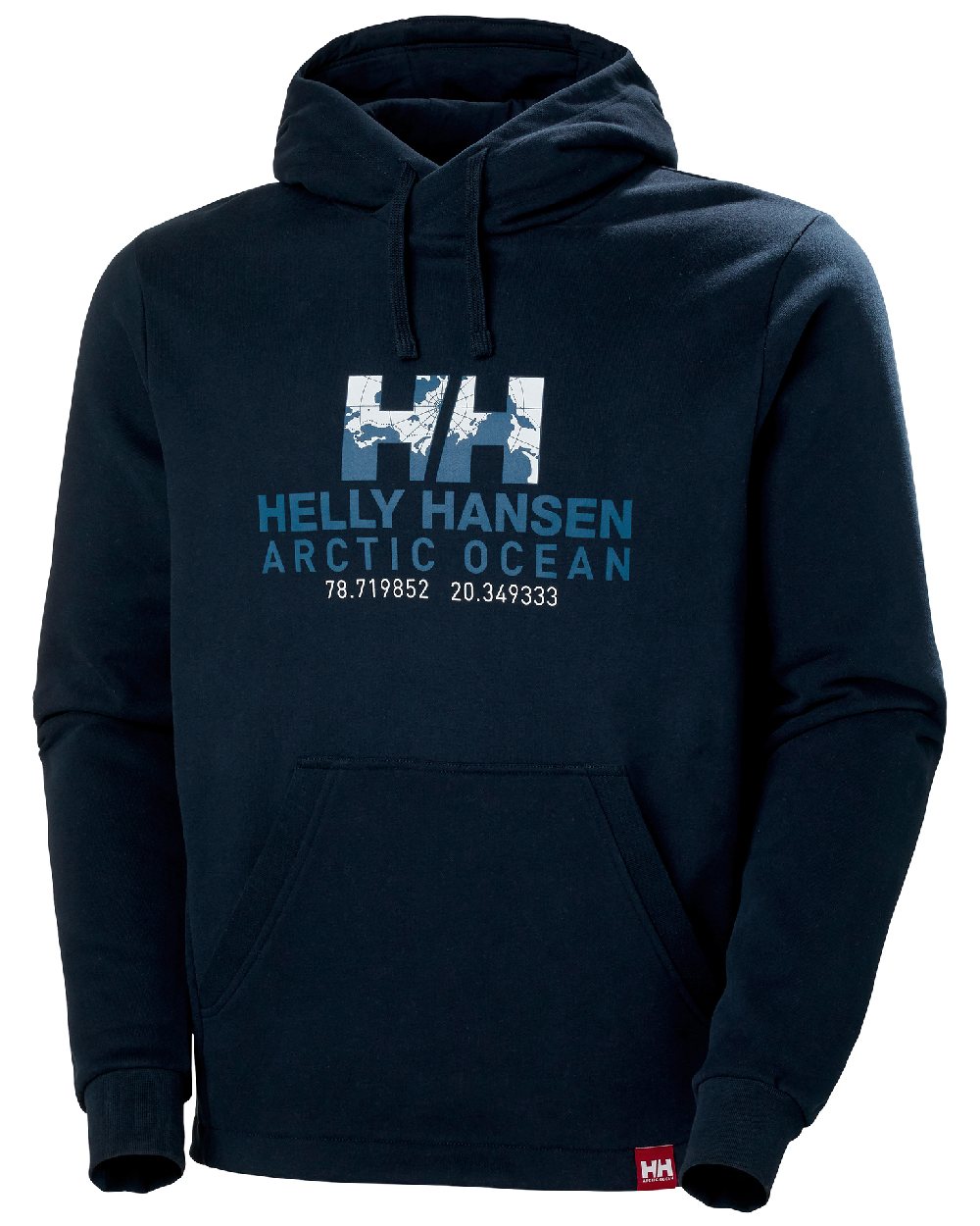 Navy coloured Helly Hansen Mens Arctic Ocean Hoodie on white background 