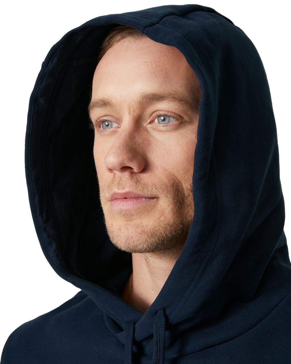 Navy coloured Helly Hansen Mens Arctic Ocean Hoodie on white background 