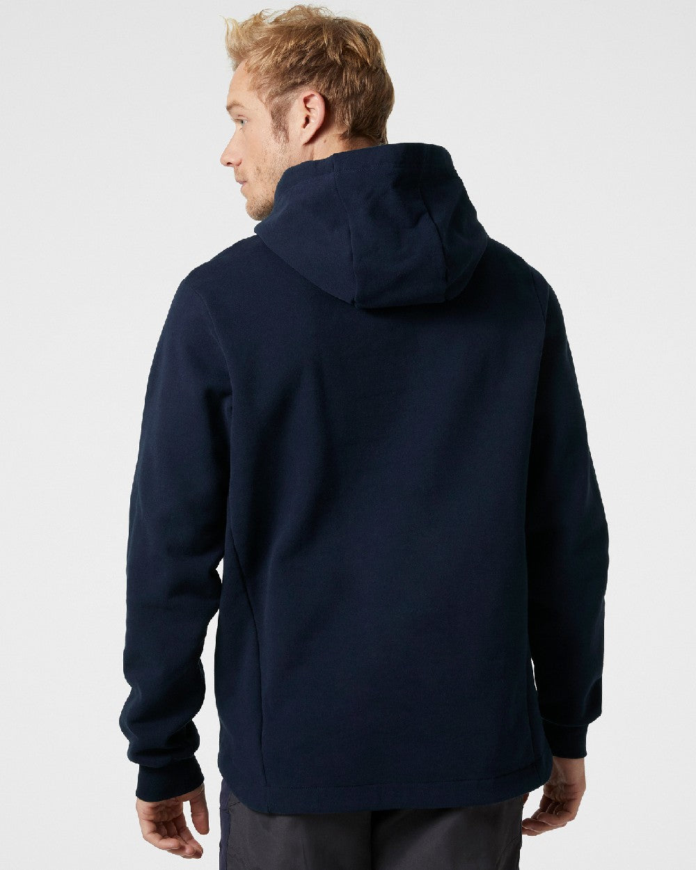 Navy coloured Helly Hansen Mens Arctic Ocean Hoodie on grey background 