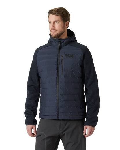 Navy coloured Helly Hansen Mens Arctic Ocean Hybrid Insulator Jacket on white background 