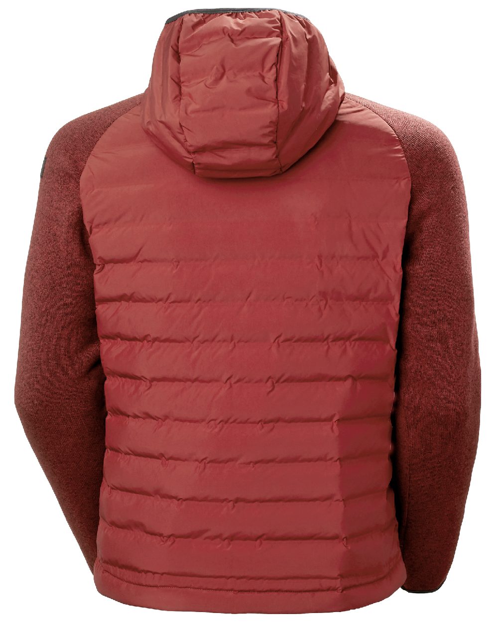 Oxblood coloured Helly Hansen Mens Arctic Ocean Hybrid Insulator Jacket on white background 