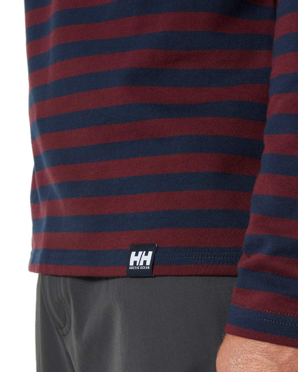 Hickory coloured Helly Hansen Mens Arctic Ocean Long Sleeve T-Shirt on white background 