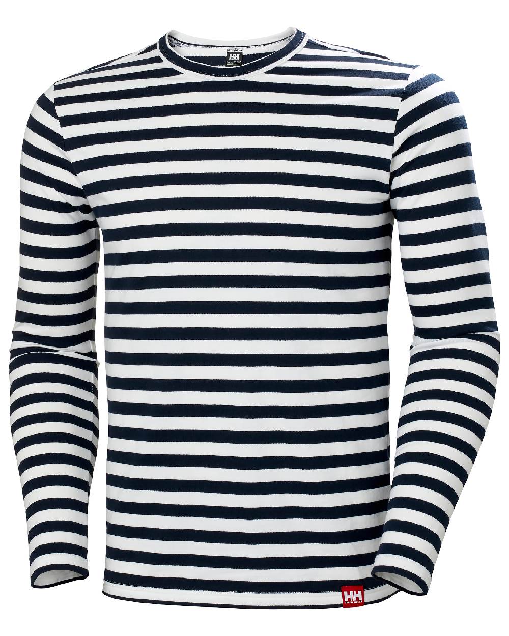 Navy Stripe coloured Helly Hansen Mens Arctic Ocean Long Sleeve T-Shirt on white background 