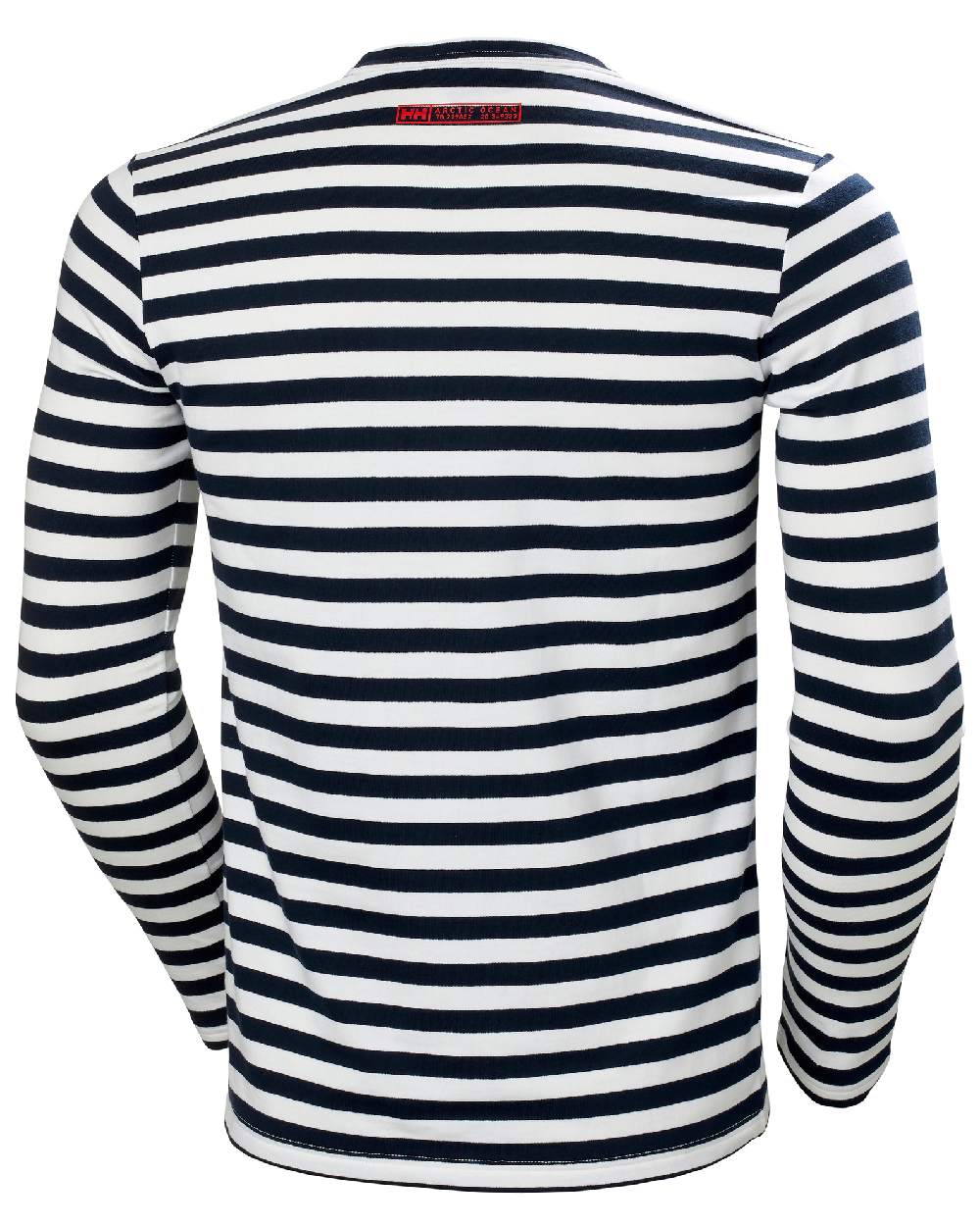 Navy Stripe coloured Helly Hansen Mens Arctic Ocean Long Sleeve T-Shirt on white background 