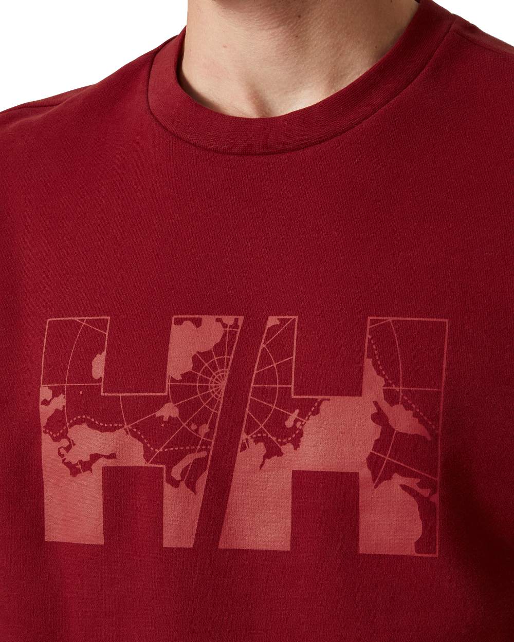 Oxblood coloured Helly Hansen Mens Arctic Ocean Sweatshirts on white background 