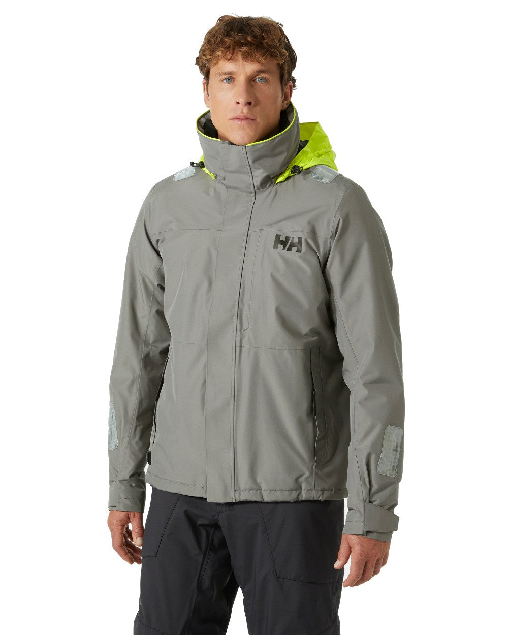 Concrete coloured Helly Hansen Mens Arctic Shore Jacket on white background 