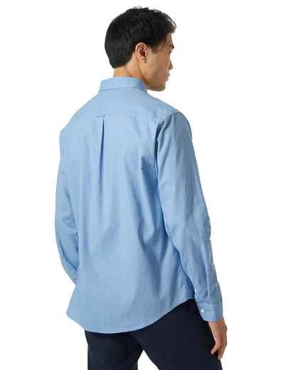 Bright Blue coloured Helly Hansen Mens Club Long Sleeves Shirt on white background 