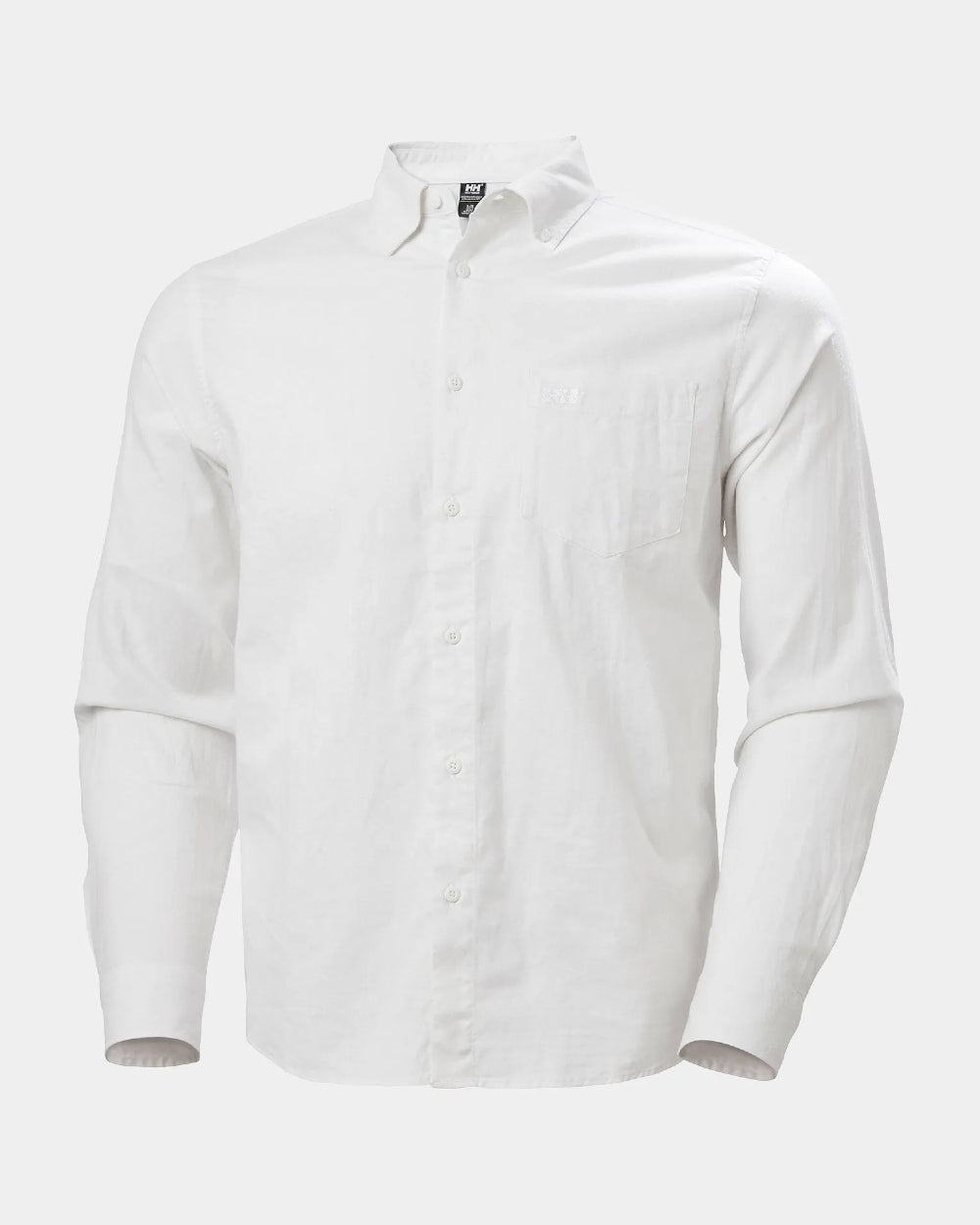 White coloured Helly Hansen Mens Club Long Sleeves Shirt on grey background 