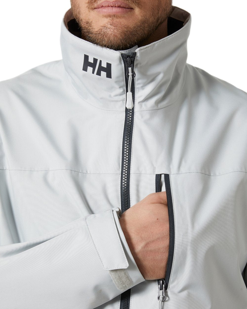 Grey Fog Coloured Helly Hansen Mens Crew Jacket 2.0 on White Background
