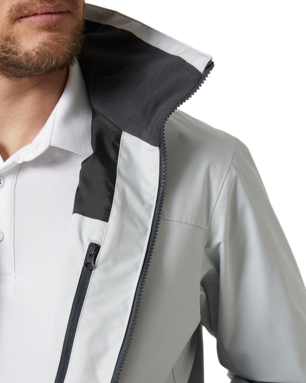 Grey Fog Coloured Helly Hansen Mens Crew Jacket 2.0 on White Background

