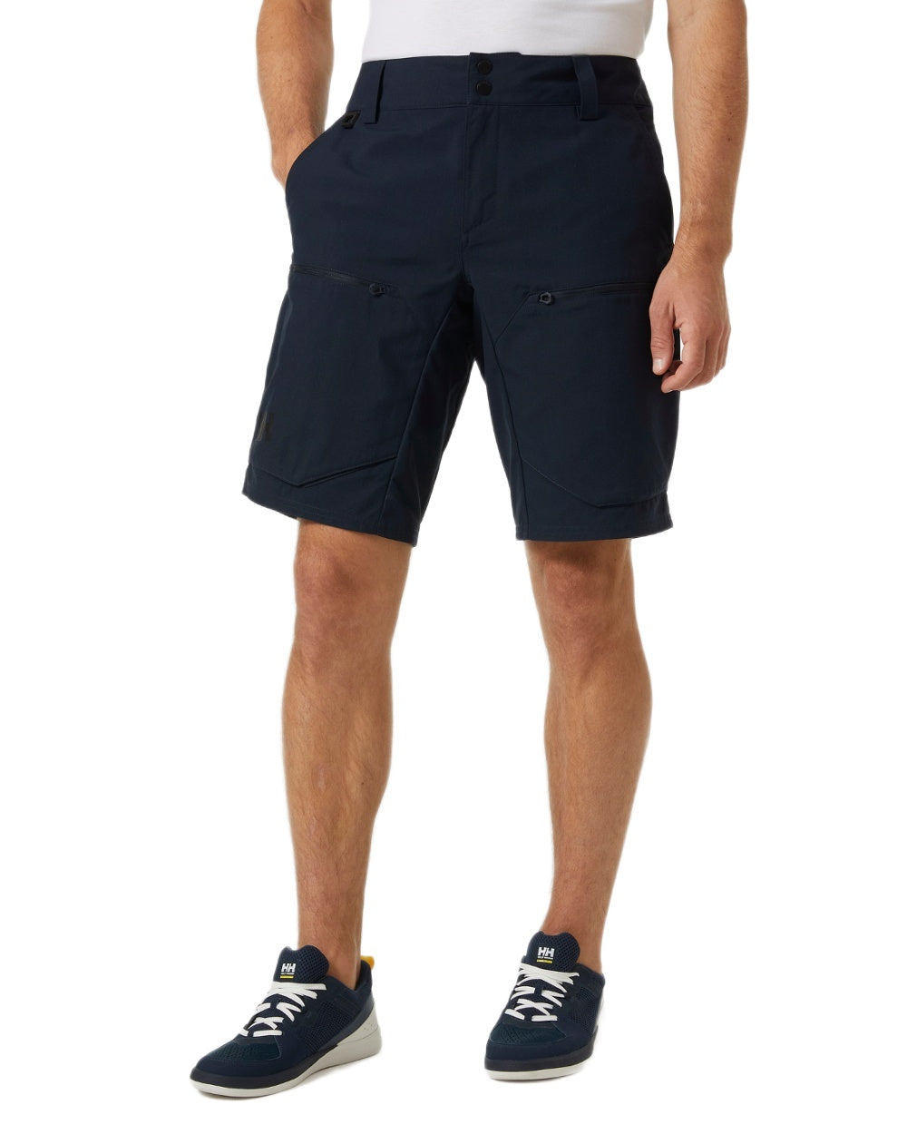 Navy Coloured Helly Hansen Mens Crewline Cargo Shorts 2.0 on White Background
