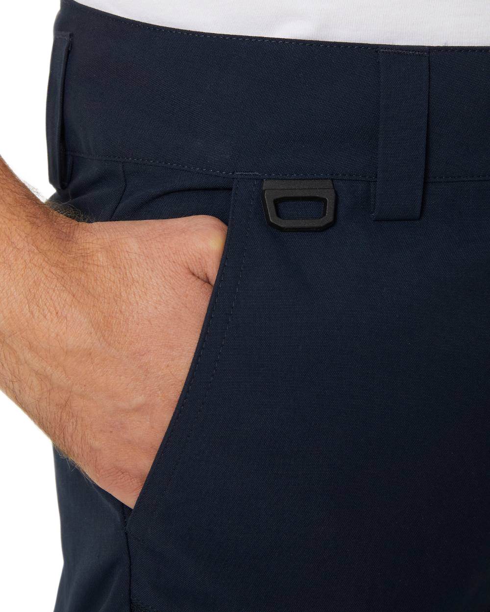 Navy Coloured Helly Hansen Mens Crewline Cargo Shorts 2.0 on White Background
