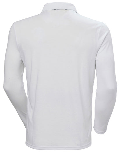 White coloured Helly Hansen Mens Crewline Long Sleeves Polo Shirt on white background 