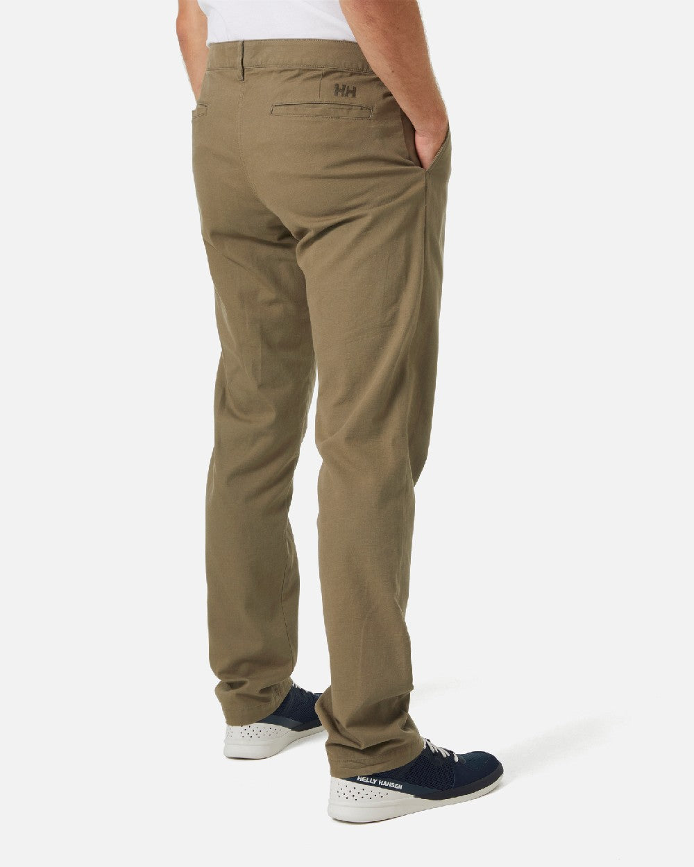 Bedrock coloured Helly Hansen Mens Dock Chinos on grey background 