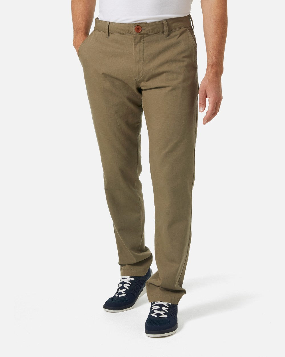 Bedrock coloured Helly Hansen Mens Dock Chinos on grey background 