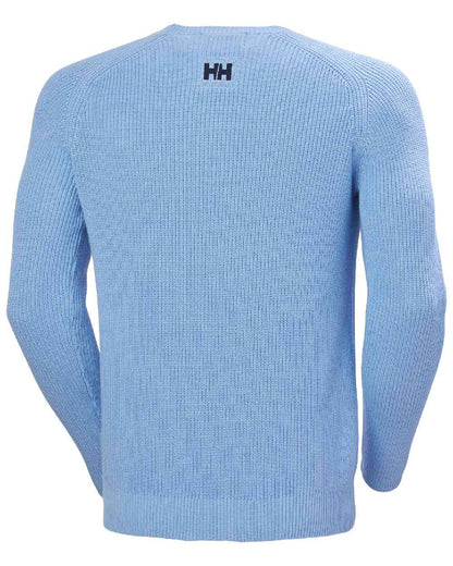 Bright Blue coloured Helly Hansen Mens Dock Ribknit Sweater on white background 