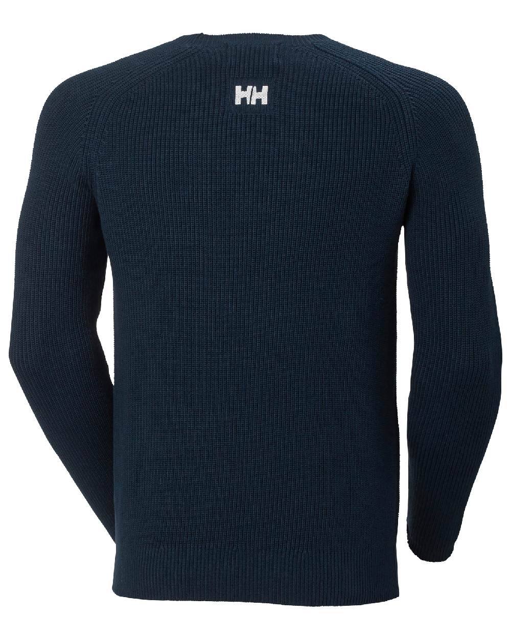 Navy coloured Helly Hansen Mens Dock Ribknit Sweater on white background 