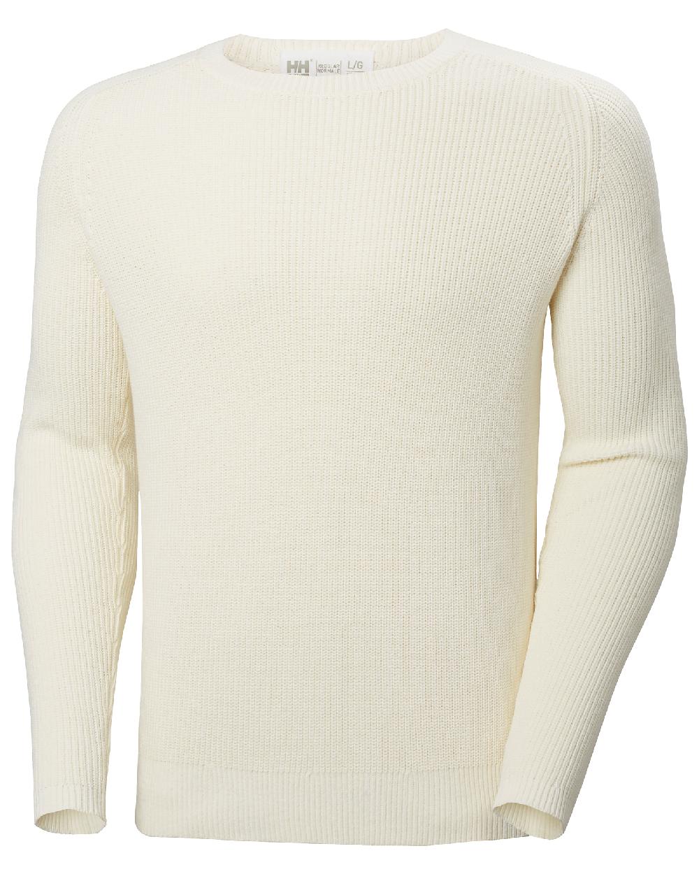 Snow coloured Helly Hansen Mens Dock Ribknit Sweater on white background 