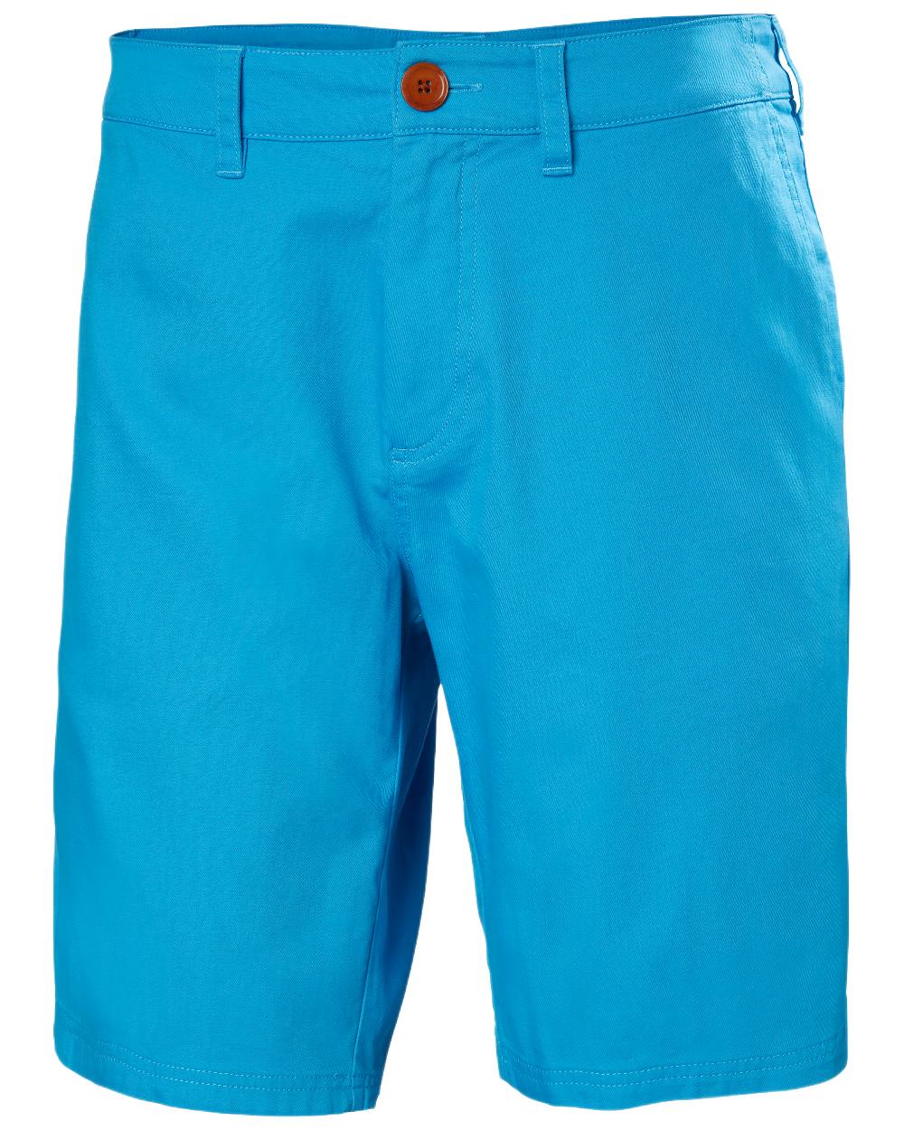 Cyan Coloured Helly Hansen Mens Dock Shorts on White Background
