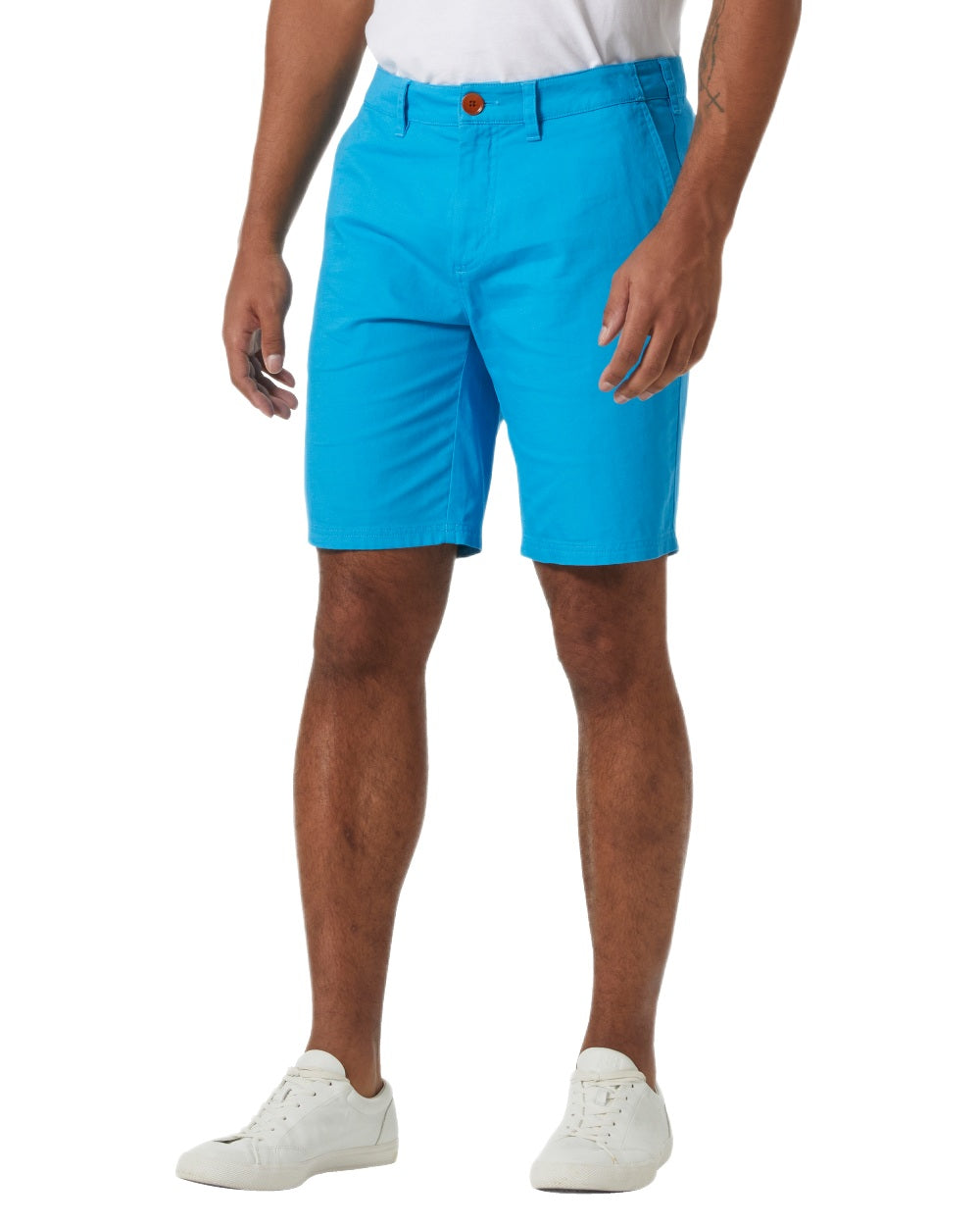 Cyan Coloured Helly Hansen Mens Dock Shorts on White Background
