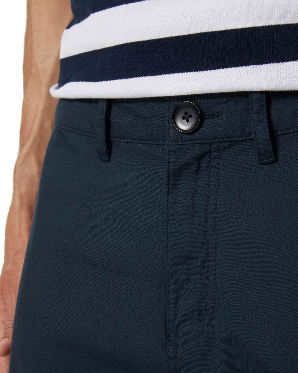 Navy coloured Helly Hansen Mens Dock Shorts on white background 