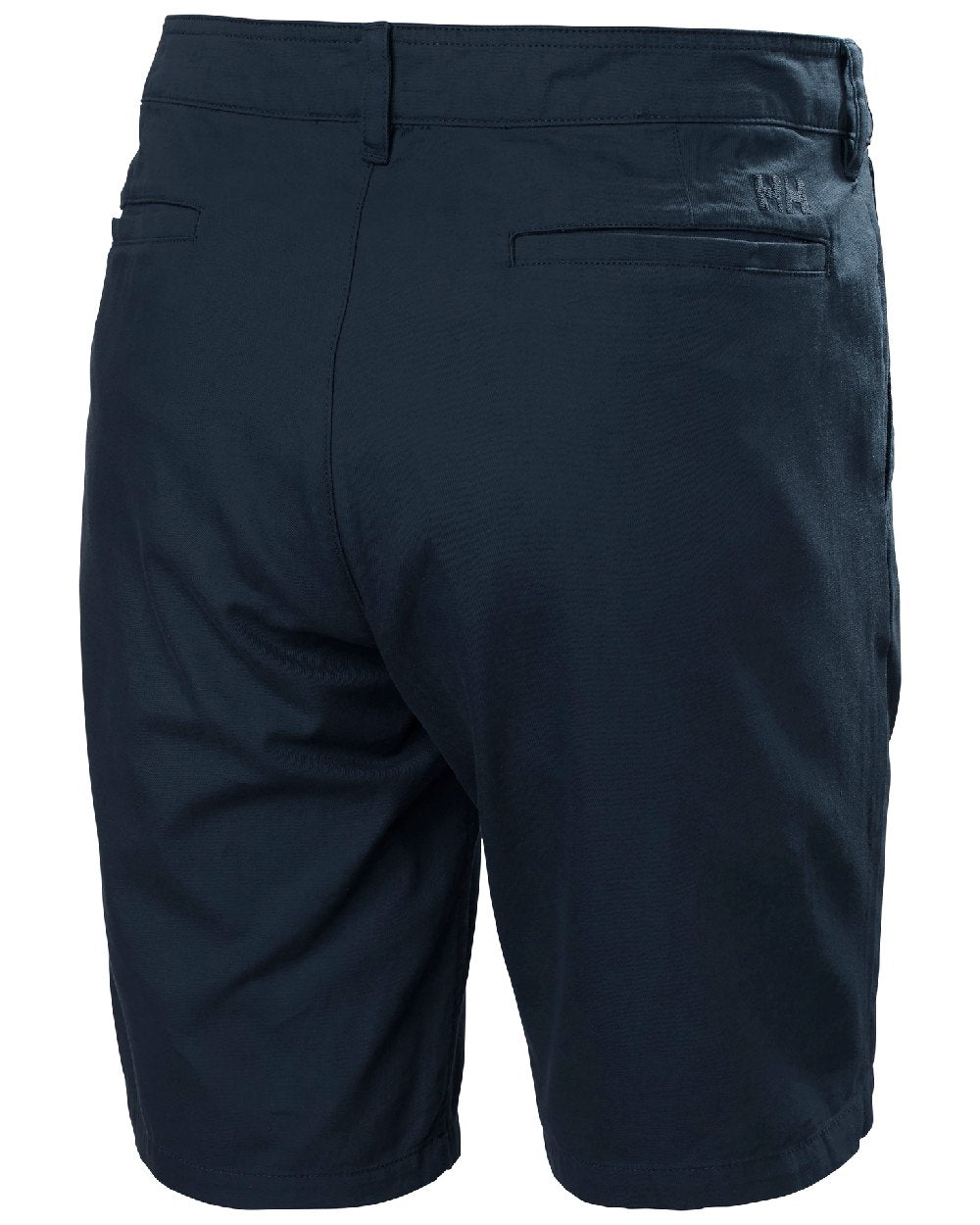 Navy coloured Helly Hansen Mens Dock Shorts on grey background 