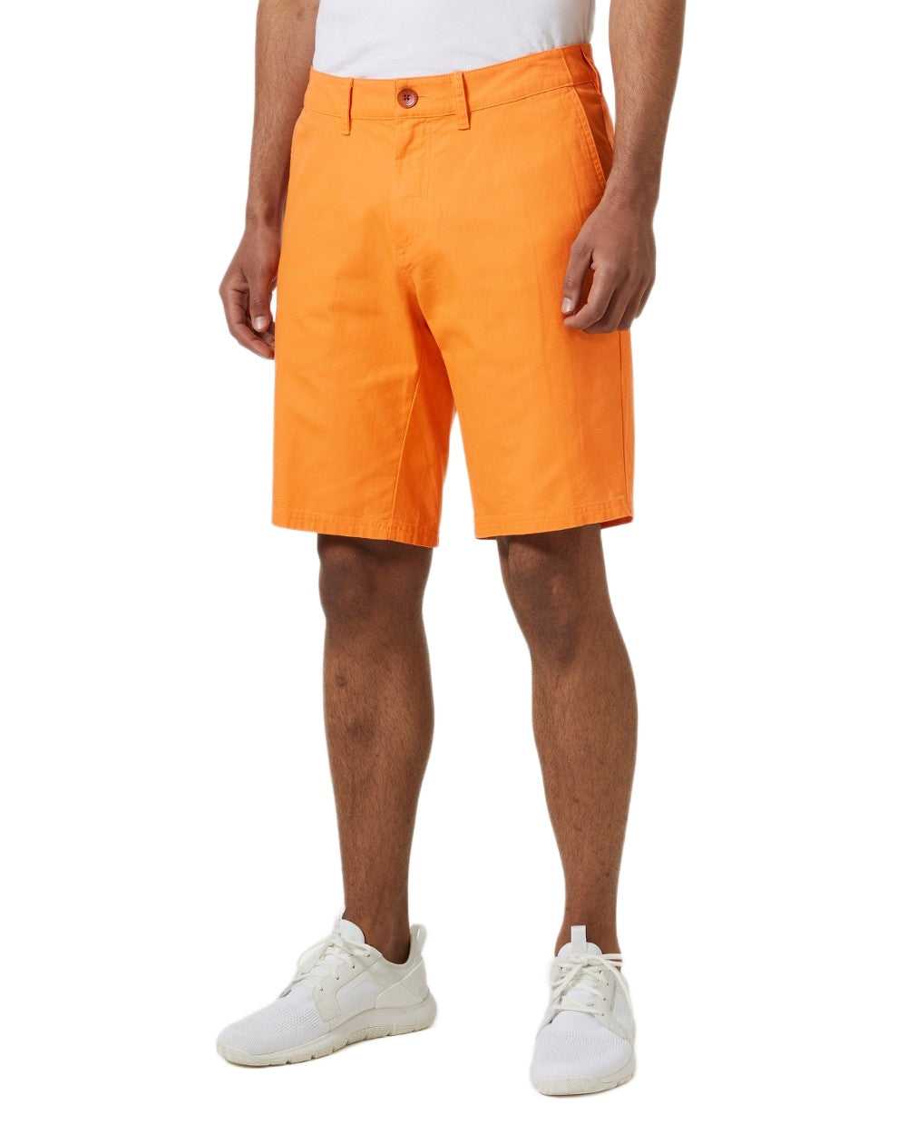 Poppy Orange coloured Helly Hansen Mens Dock Shorts on white background 