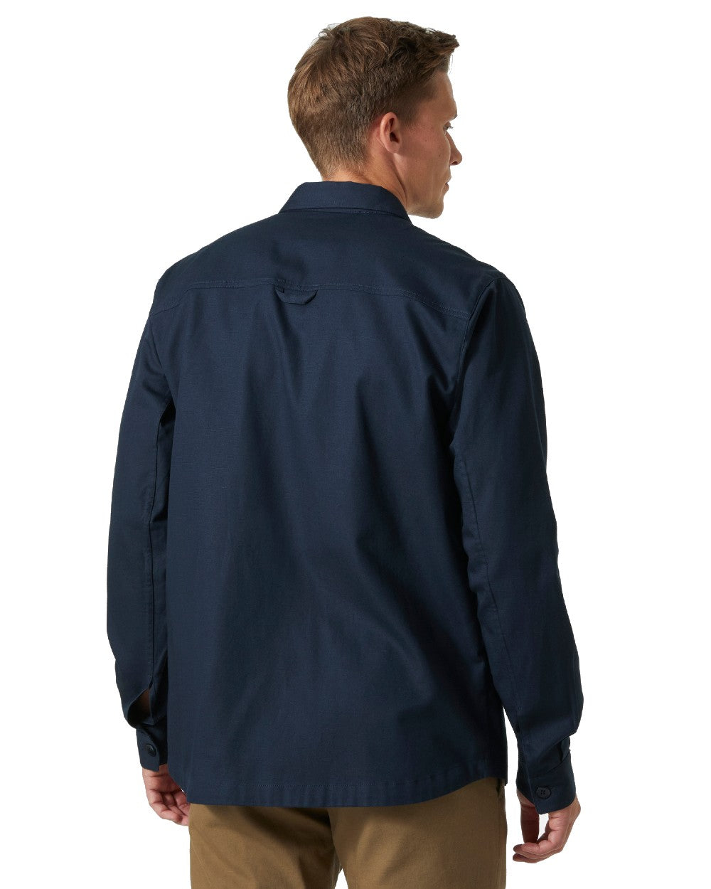 Navy coloured Helly Hansen Mens Dock Work Shacket on white background 