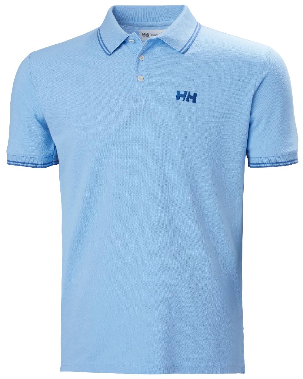 Bright Blue coloured Helly Hansen Mens Genova Polo T-Shirt on white background 