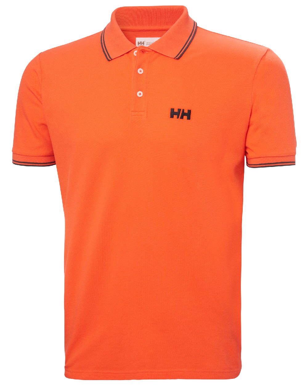 Flame coloured Helly Hansen Mens Genova Polo T-Shirt on white background 