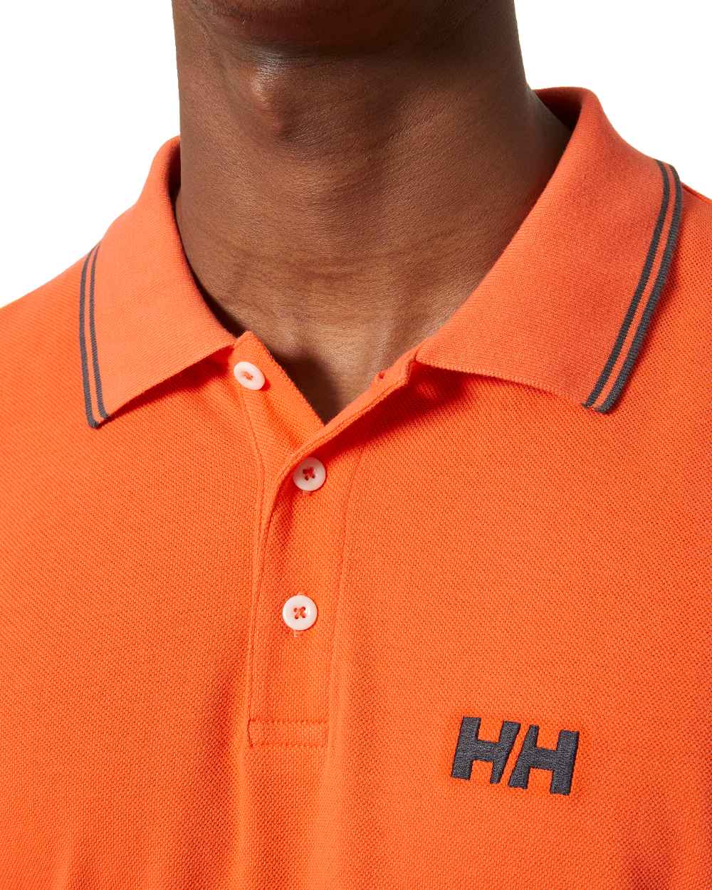 Flame coloured Helly Hansen Mens Genova Polo T-Shirt on white background 