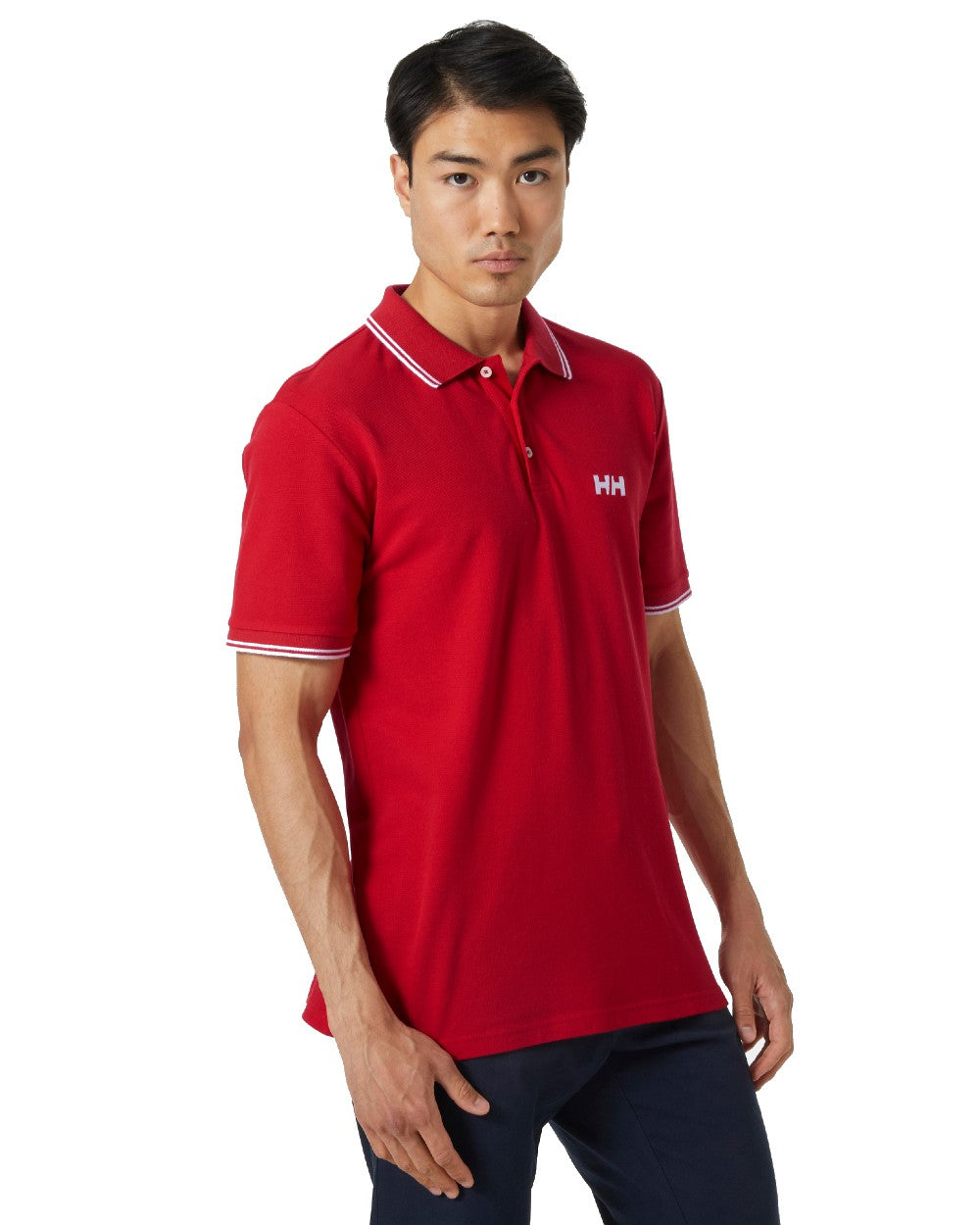 Red coloured Helly Hansen Mens Genova Polo T-Shirt on white background 