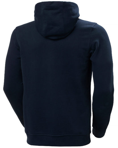 Navy coloured Helly Hansen Mens Full Zip Logo Hoodie on white background 