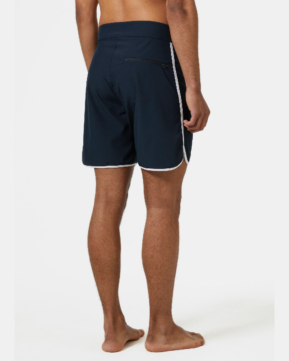 Navy coloured Helly Hansen Mens HP 7 inch Curve Board Shorts on grey background 