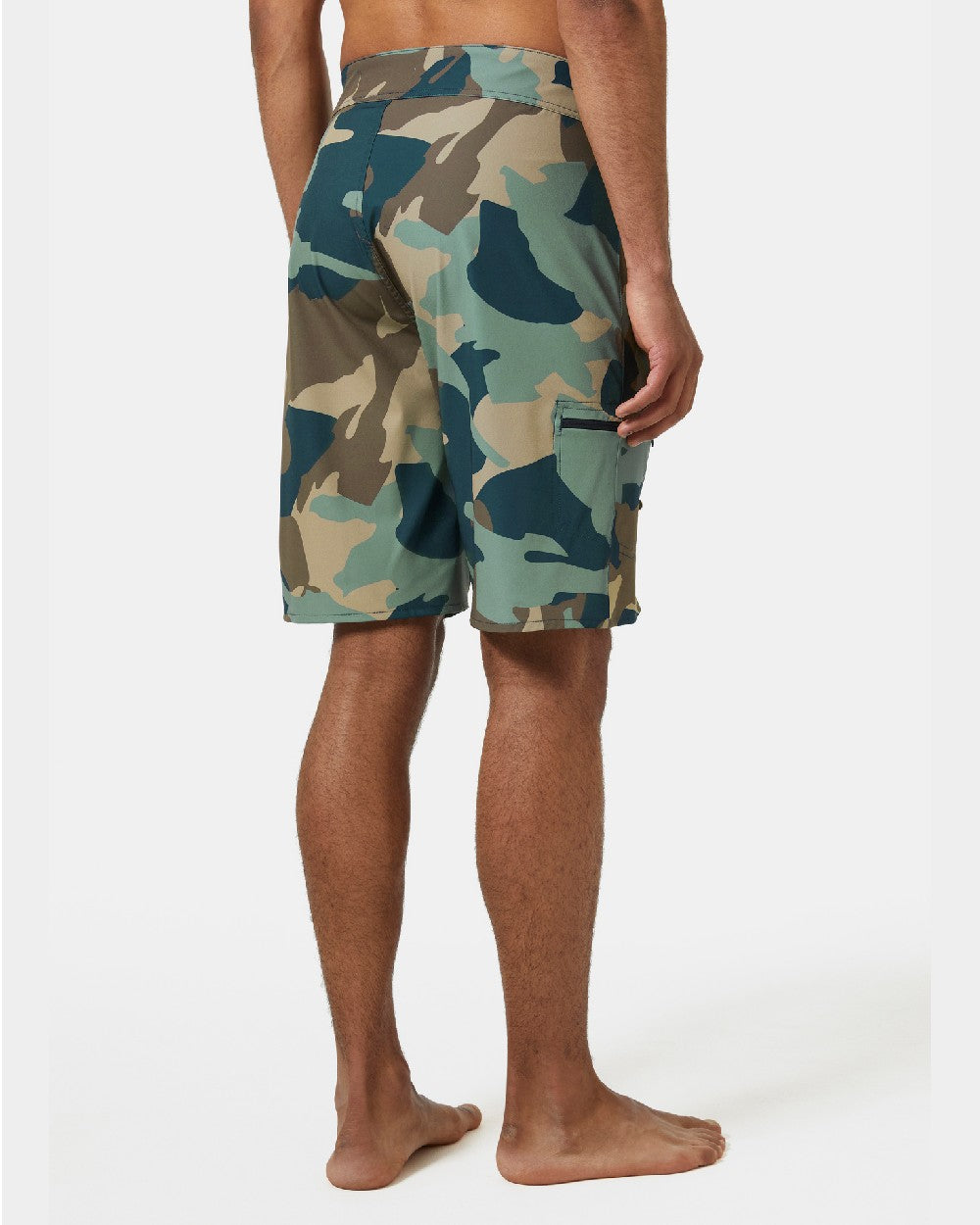 Cactus Camo Coloured Helly Hansen Mens HP 9 inch Board Shorts 3.0 on grey background 